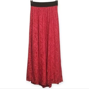 Lularoe Maxi Skirt Red Lace Elastic‎ Waist Boho Festival XXS